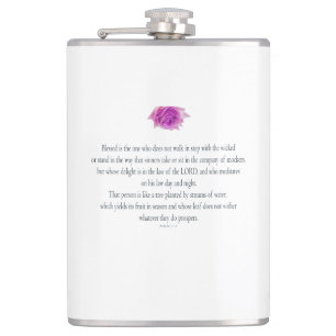 PSALM 1:1-3 with Purple Flower Hip Flask
