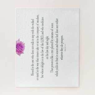 PSALM 1:1-3 with Purple Flower Jigsaw Puzzle