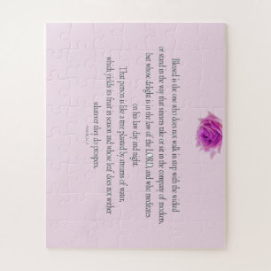 Psalm 1, Bless the One Does not, Pink Flower Jigsaw Puzzle