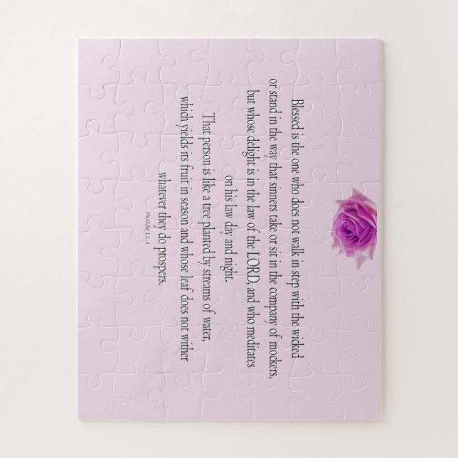 Psalm 1, Bless the One Does not, Pink Flower Jigsaw Puzzle (Vertical)