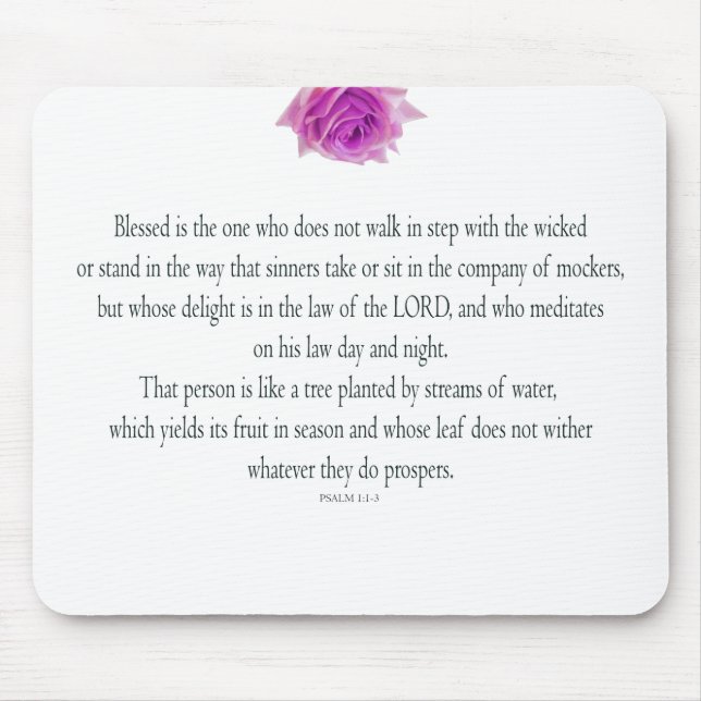 Psalm 1, Bless the One Does not, Pink Flower Mouse Pad (Front)