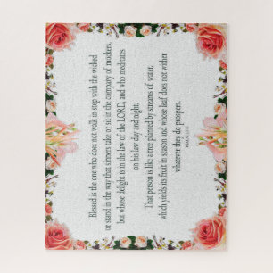 Psalm 1, Floral Borders, Oil, Blessed is the one, Jigsaw Puzzle