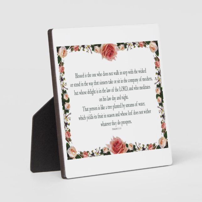 Psalm 1, Flower Border Design, Yields in Season, Plaque (Front)