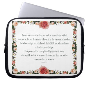 Psalm 1, Flower borders Colorful Laptop Sleeve