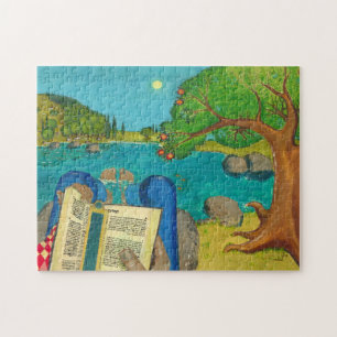 Psalm 1 in Hebrew Bible Jewish Christian Paintings Jigsaw Puzzle