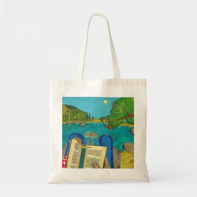 Psalm 1 in Hebrew Bible Jewish Christian Paintings Tote Bag (Front)