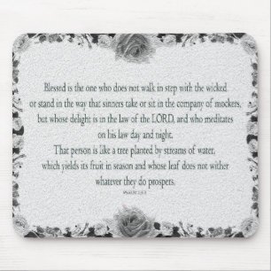 Psalm 1, no walk step wicked,  Oil Black&White, Mouse Pad