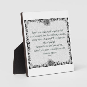 Psalm 1, no walk step wicked,  Oil Black&White, Plaque