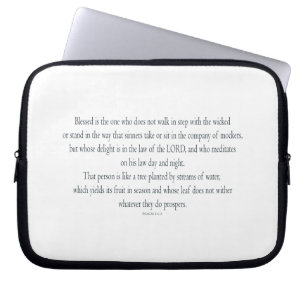 Psalm 1 Scripture Art - Blessed and Righteous Laptop Sleeve