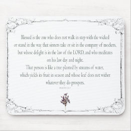 Psalm 1 Scripture Art - Blessed and Righteous Mouse Pad