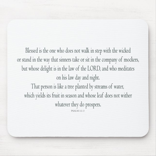 Psalm 1 Scripture Art - Blessed and Righteous Mouse Pad (Front)