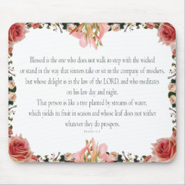 Psalm 1 Scripture Art - Blessed and Righteous Mouse Pad