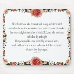 Psalm 1 Scripture Art - Blessed and Righteous Mouse Pad