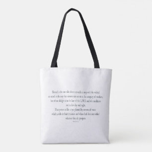 Psalm 1 Scripture Art - Blessed and Righteous Tote Bag