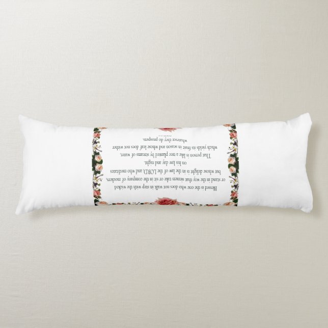 Psalm 1 with Flower Borders Body Cushion (Front)