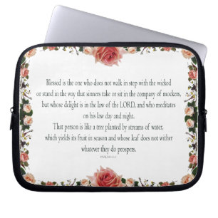 Psalm 1 with Flower Borders Laptop Sleeve