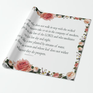 Psalm 1 with Flower Borders Wrapping Paper