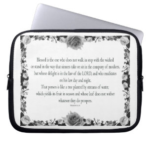 Psalm 1, Yields its Fruit in Season, B&W Laptop Sleeve