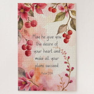 Psalm 20:4 Desire of Your Heart Scripture Floral Jigsaw Puzzle