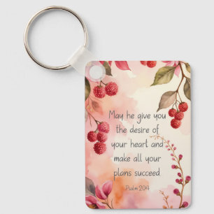 Psalm 20:4 Desire of Your Heart Scripture Floral Key Ring