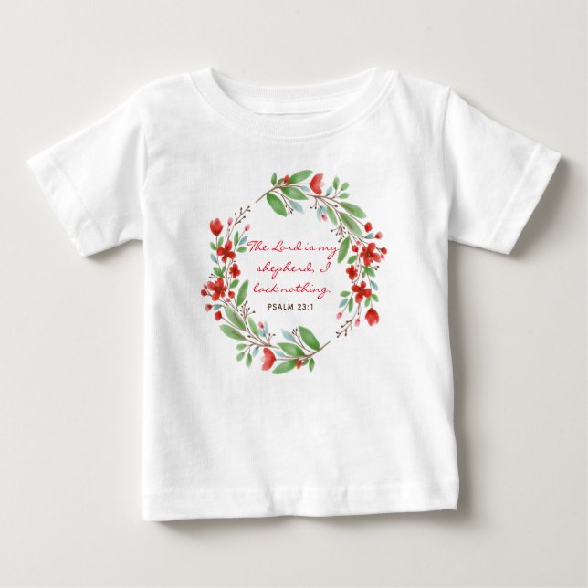 Psalm 23 : 1 - Bible Verse - Baby Top (Front)