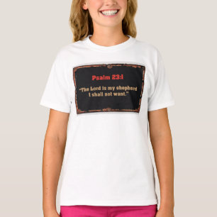 Psalm 23:1 Bible Verse Christian Girl's Tee Shirt