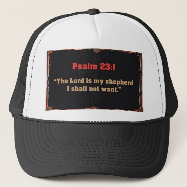 Psalm 23:1 Bible Verse Christian Trucker Hat (Front)