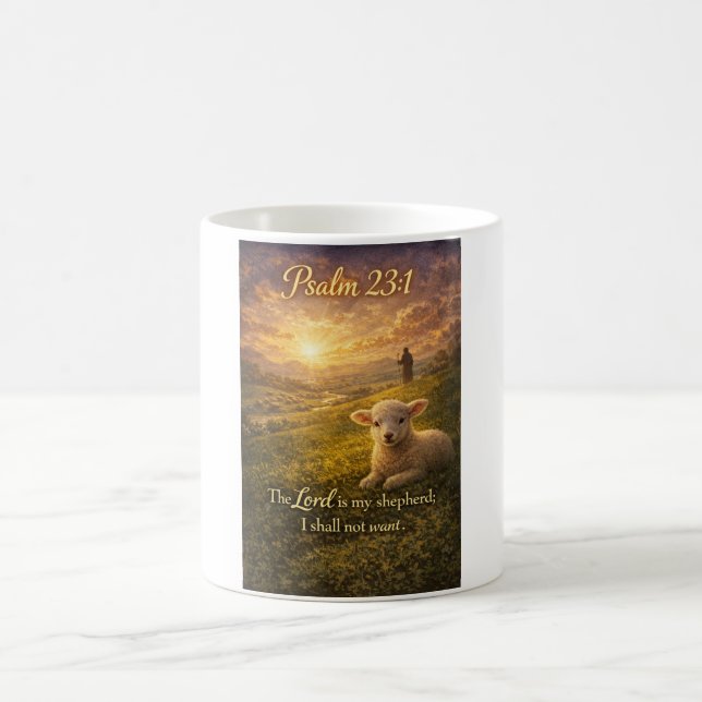 Psalm 23:1 Christian Lamb Coffee Mug (Center)