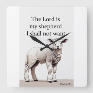 Psalm 23:1 Christian Lamb Wall Clock