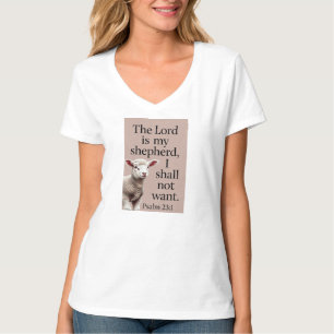 Psalm 23:1 Christian Lamb Women's V-Neck Tee Shirt