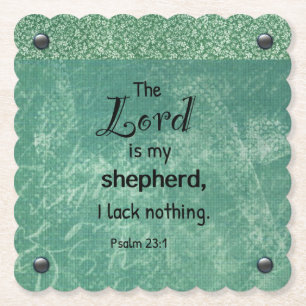 Psalm 23:1 Christian Typography Design Paper Coaster