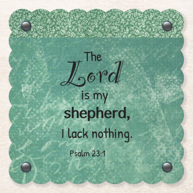 Psalm 23:1 Christian Typography Design Paper Coaster (Front)