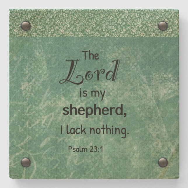 Psalm 23:1 Christian Typography Design Stone Coaster (Front)