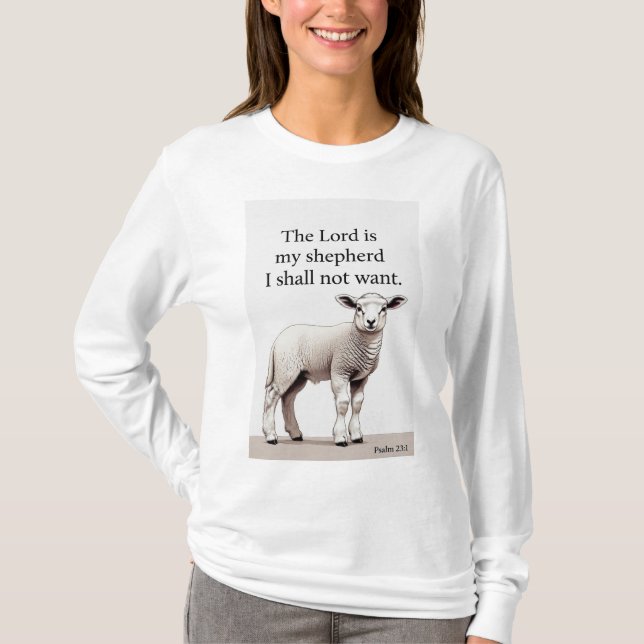 Psalm 23:1 Christian Women's Long Sleeve Tee Shirt (Front)