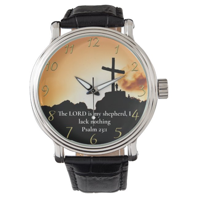 Psalm 23:1 cross on a mountain  watch (Front)
