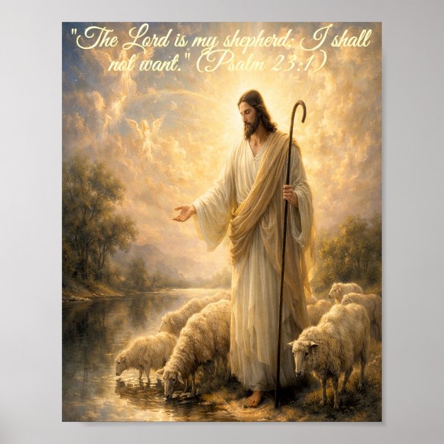 Psalm 23:1 Jesus as Shepherd Poster (Front)