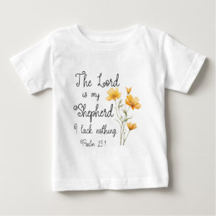 Psalm 23:1 The Lord is my Shepherd Yellow Flower Baby T-Shirt