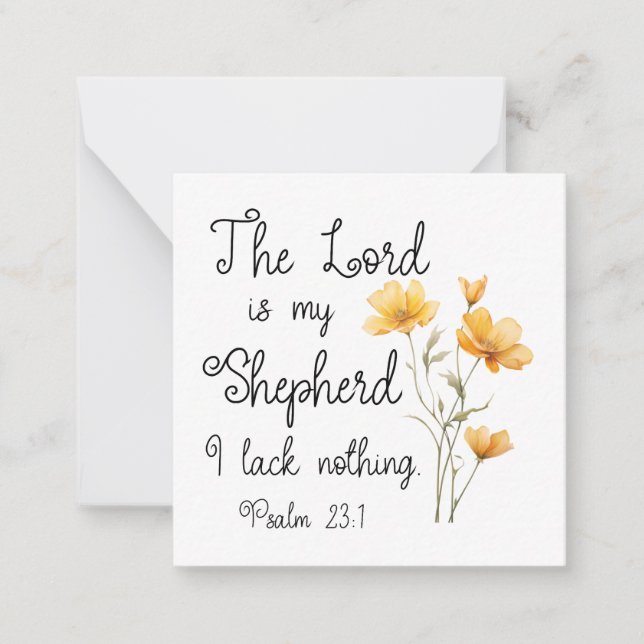 Psalm 23:1 The Lord is my Shepherd Yellow Flower Card (Front)