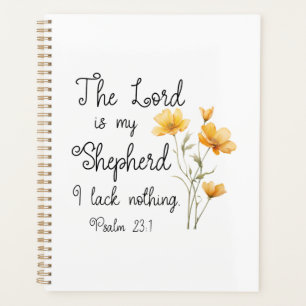Psalm 23:1 The Lord is my Shepherd Yellow Flower Planner