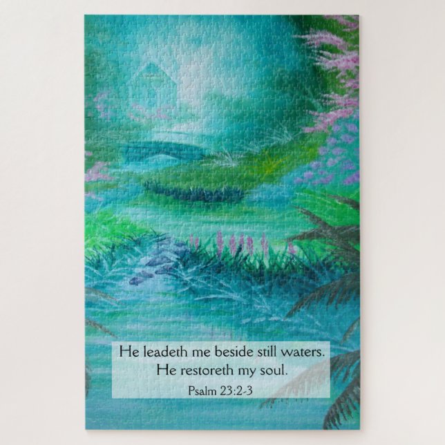 Psalm 23:2-3 jigsaw puzzle (Vertical)