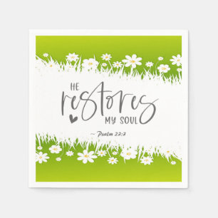 Psalm 23:3 He restores my soul Bible Verse  Napkin