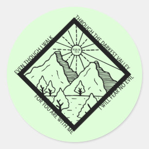 Psalm 23 4 Fear No Evil Christian Bible Verse Classic Round Sticker