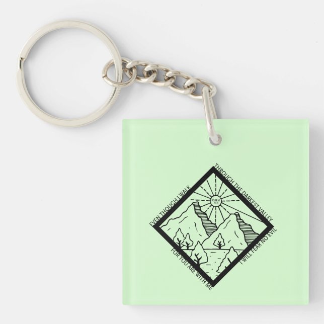 Psalm 23 4 Fear No Evil Christian Bible Verse Key Ring (Front)