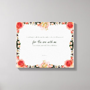 Psalm 23:4, Flower Pink Stretched Canvas Print