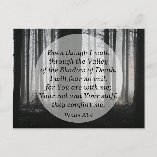 Psalm 23:4 I will Fear No Evil Bible Verse Memory Postcard (Front)