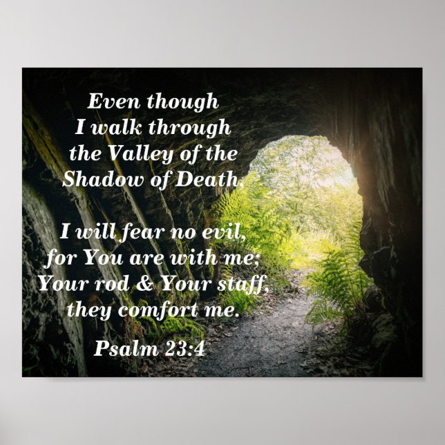 Psalm 23:4 I will Fear No Evil Bible Verse Poster (Front)