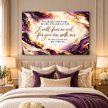 Psalm 23:4 I Will Fear No Evil Purple Canvas Art