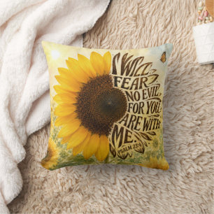 Psalm 23:4 Yellow Sunflower  Cushion