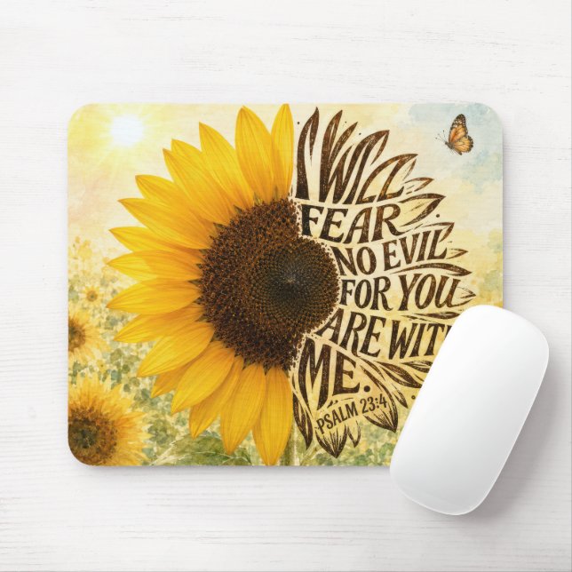 Psalm 23:4 Yellow Sunflower  Mouse Pad (With Mouse)