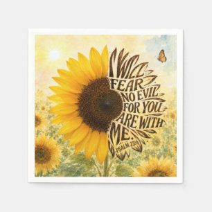 Psalm 23:4 Yellow Sunflower Napkin